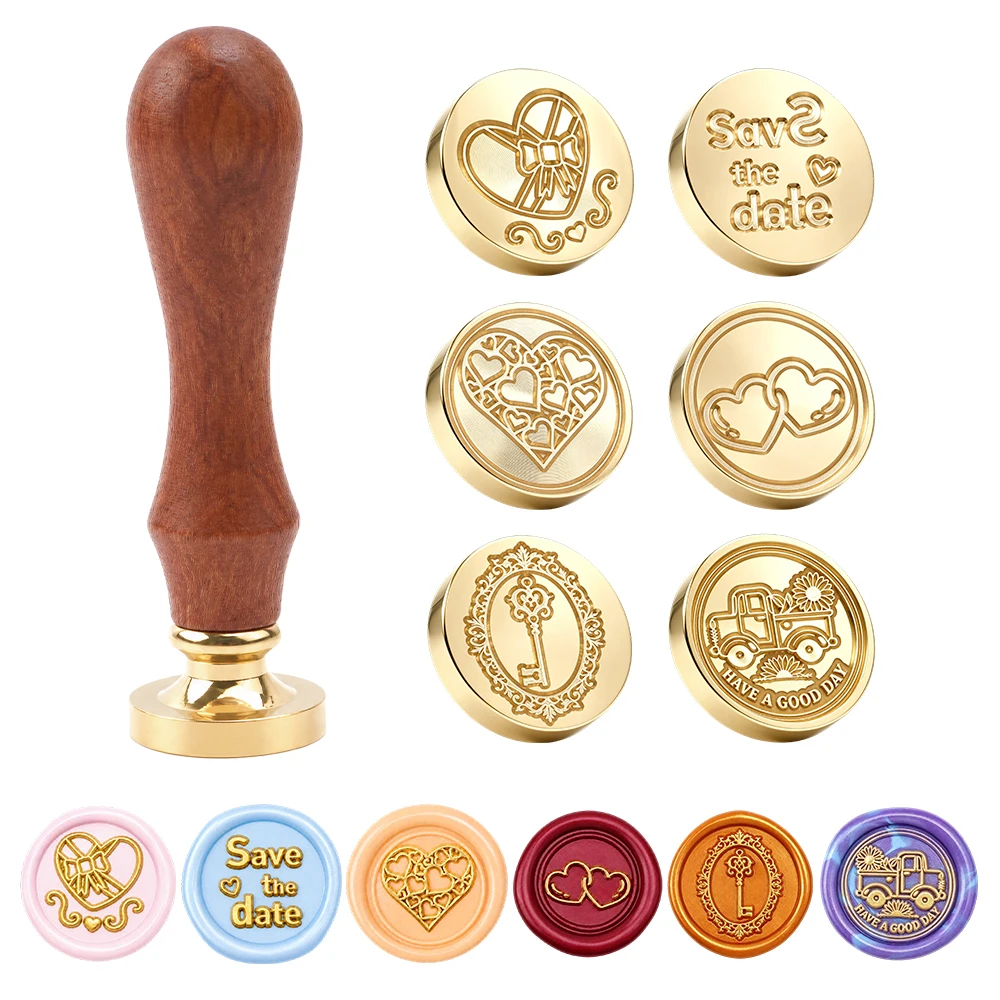 ワックスシールスタンプセット、交換可能な真鍮製シールヘッド、 - Wax Seal Stamp Set のレビューと価格
