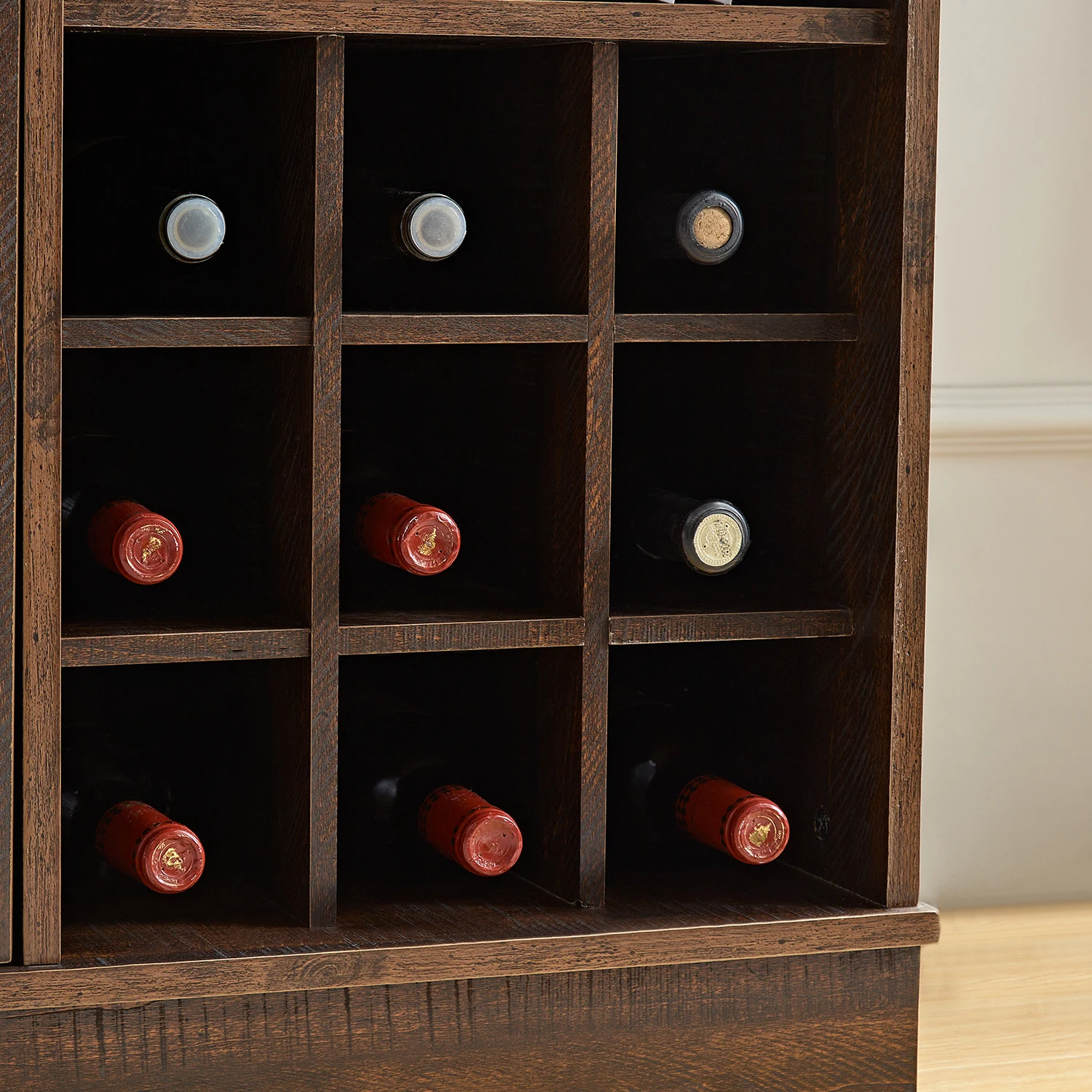 Sideboard Buffet Cabinet Wine Bar Cabinet with Adjustable Storage Shelves Wine Rack Freestanding Storage Cabinet For Dining Room