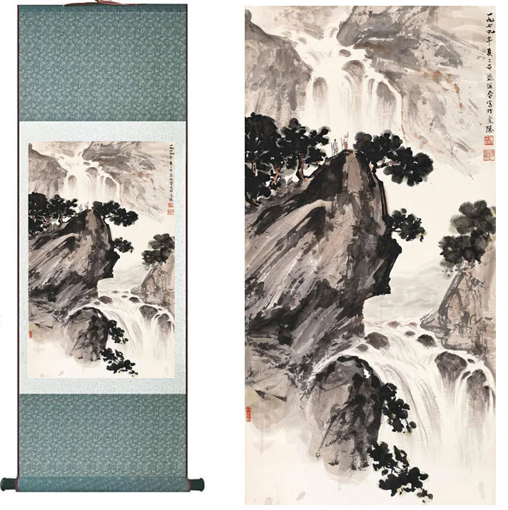 landscape  painting  Home Office Decoration Chinese scroll painting mountain and River paintingPrinted painting