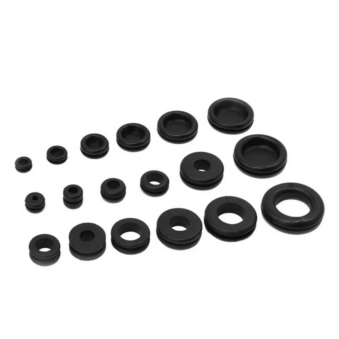 125pcs Boxed Fireproof Rubber Gasket Combination Black Plastic Rubber Flat Washer Plane Spacer Insulation Gasket Ring For Screw