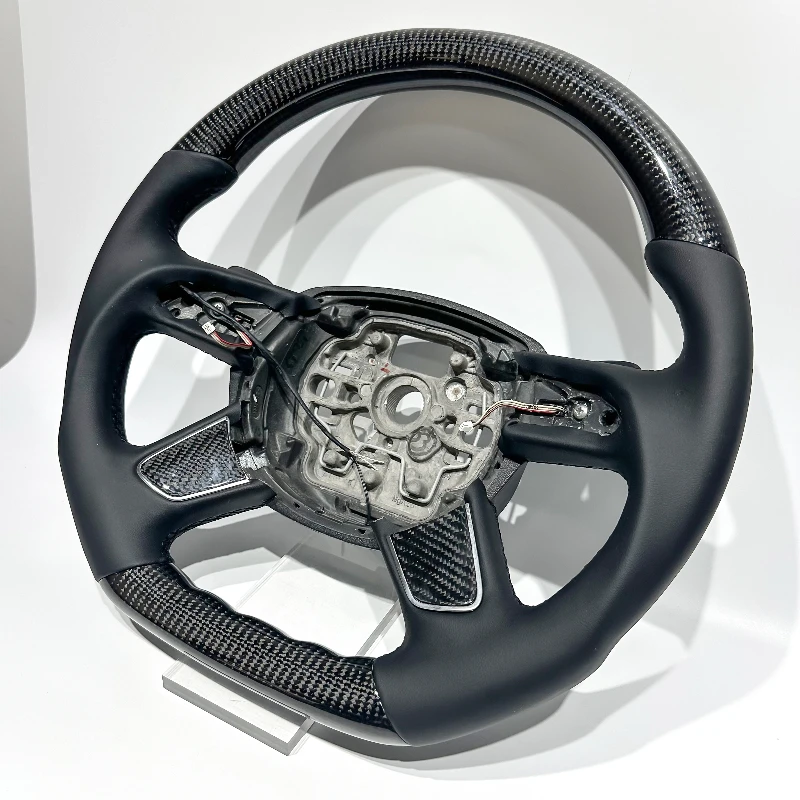 Suitable for Audi DIY Carbon Fiber Flat leather Steering Wheel Black Carbon Fiber  FOR A7 A5 Q5 Q7 A1 A4 A5 C7 Customizable
