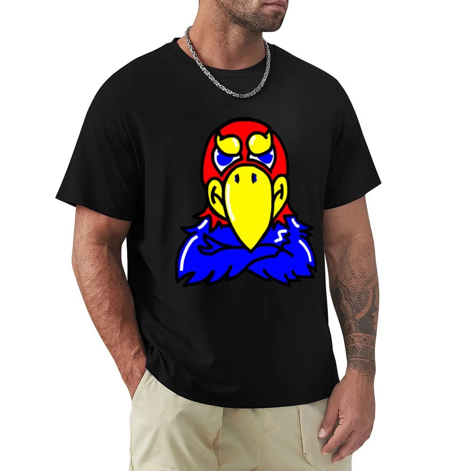 

Big Blue Bird Flexing! T-Shirt All Match Print Short Sleeve Top