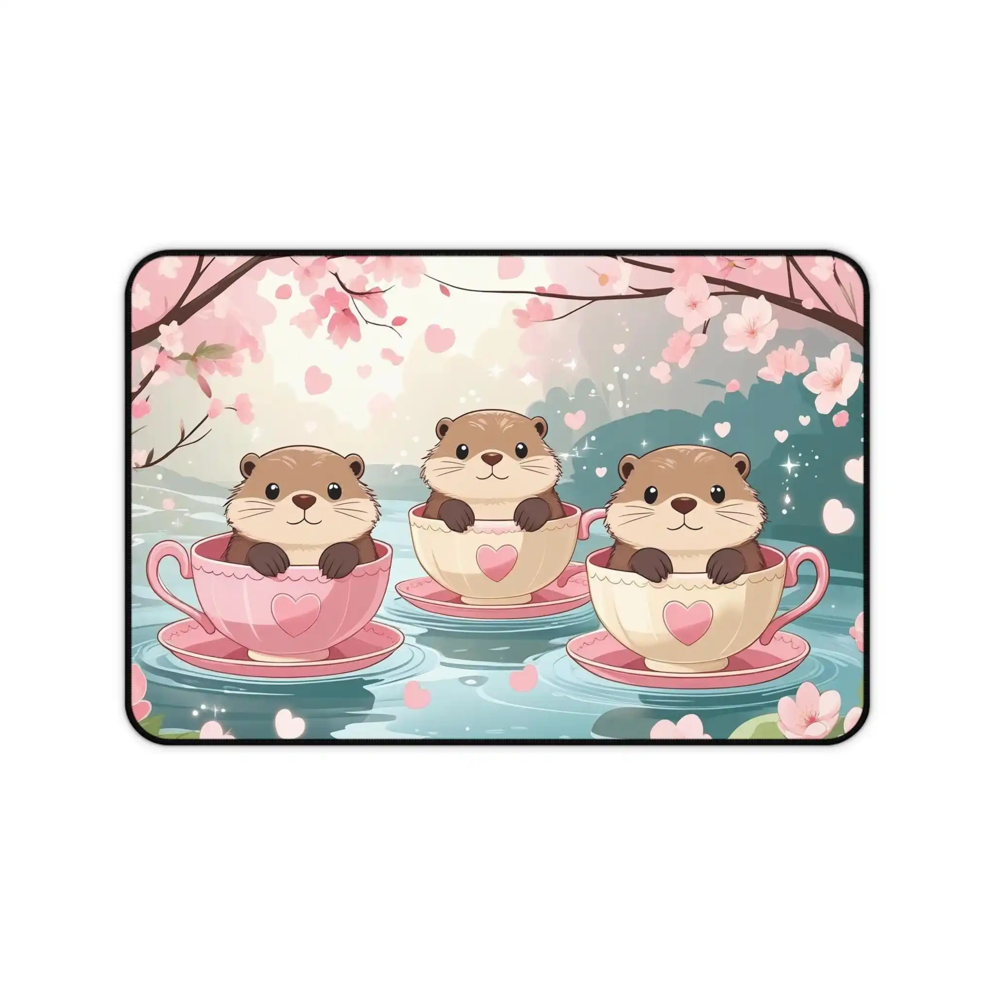 Otter Pink Style Pattern Mouse Pad, Cute Desktop Decoration, Non-slip and Waterproof Mouse Pad, The Perfect Gift for Friends.