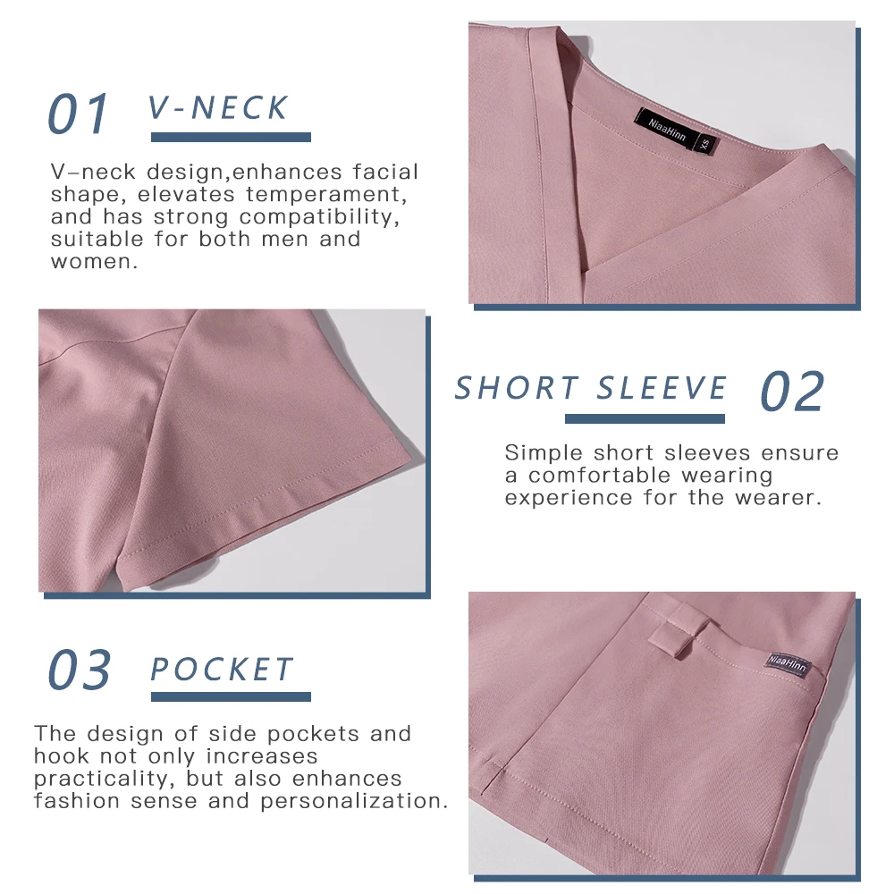 V-neck Nurse Uniform Women Men Medical Uniform for Doctor Dentist Hospital Workwear Oral Dental Scrubs Set Surgery Work Clothing view 3
