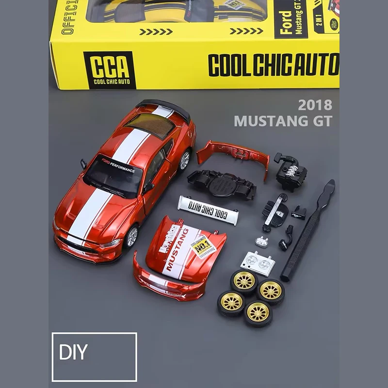 1:42 2018 Mustang GT 2019 Alloy Modified Car Series Model Vehicle Diecast Metal Assembly Modification Collection Toy Motor Boys