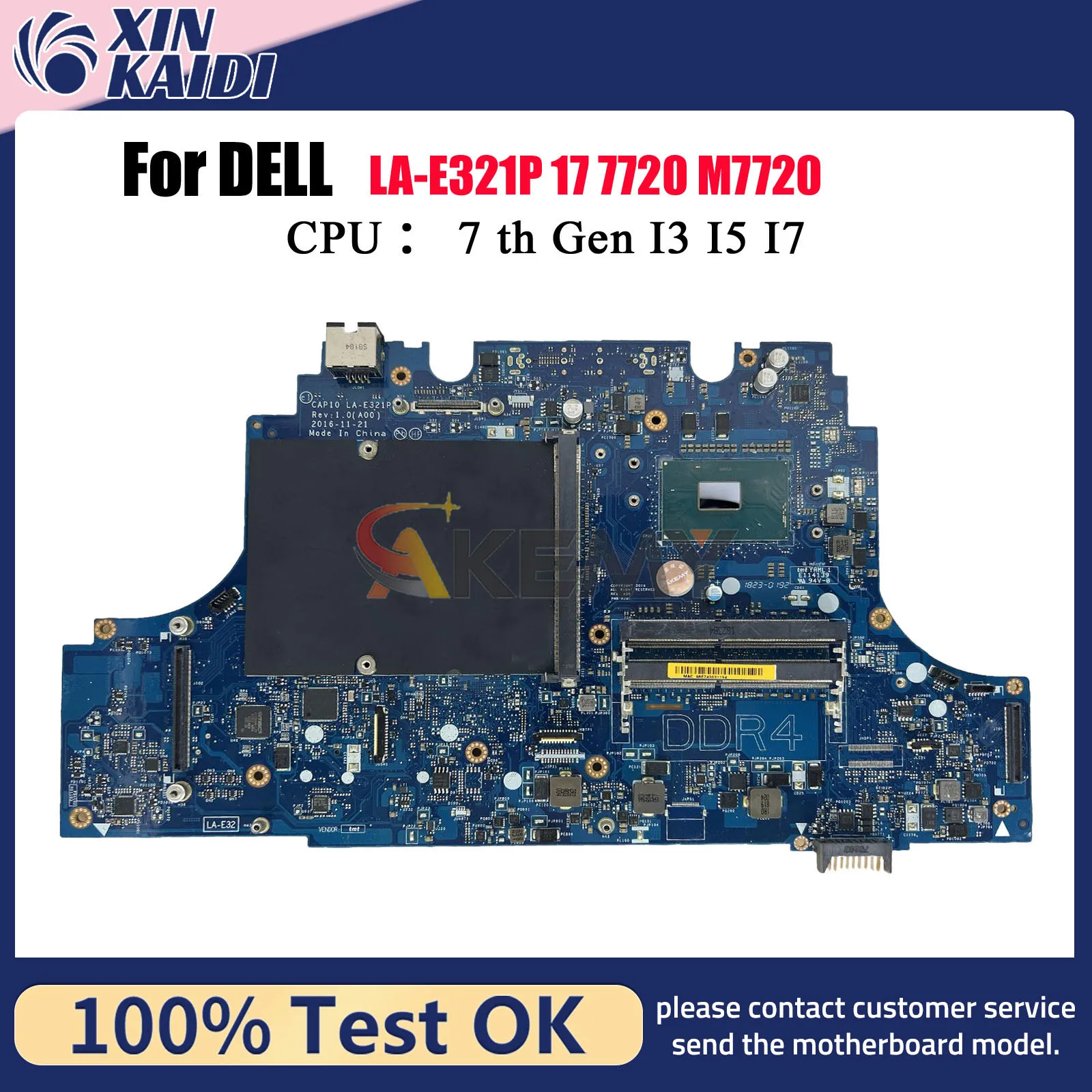 

For DELL Precision M7720 7720 Laptop Motherboard CAP10 LA-E321P with i5 i7 CPU DDR4 0FDXD7 0RFCWJ 100% Tested OK