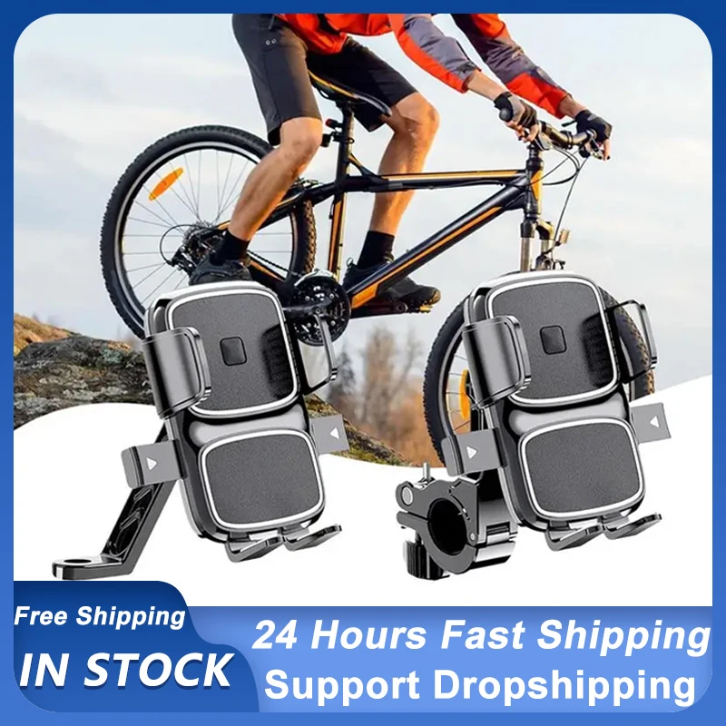 Bicycle Mobile Phone Bracket Scooter Phone Mount Bike Cell Phone Holder Handlebar Secure Grip 360 Rotation For Motorcycles