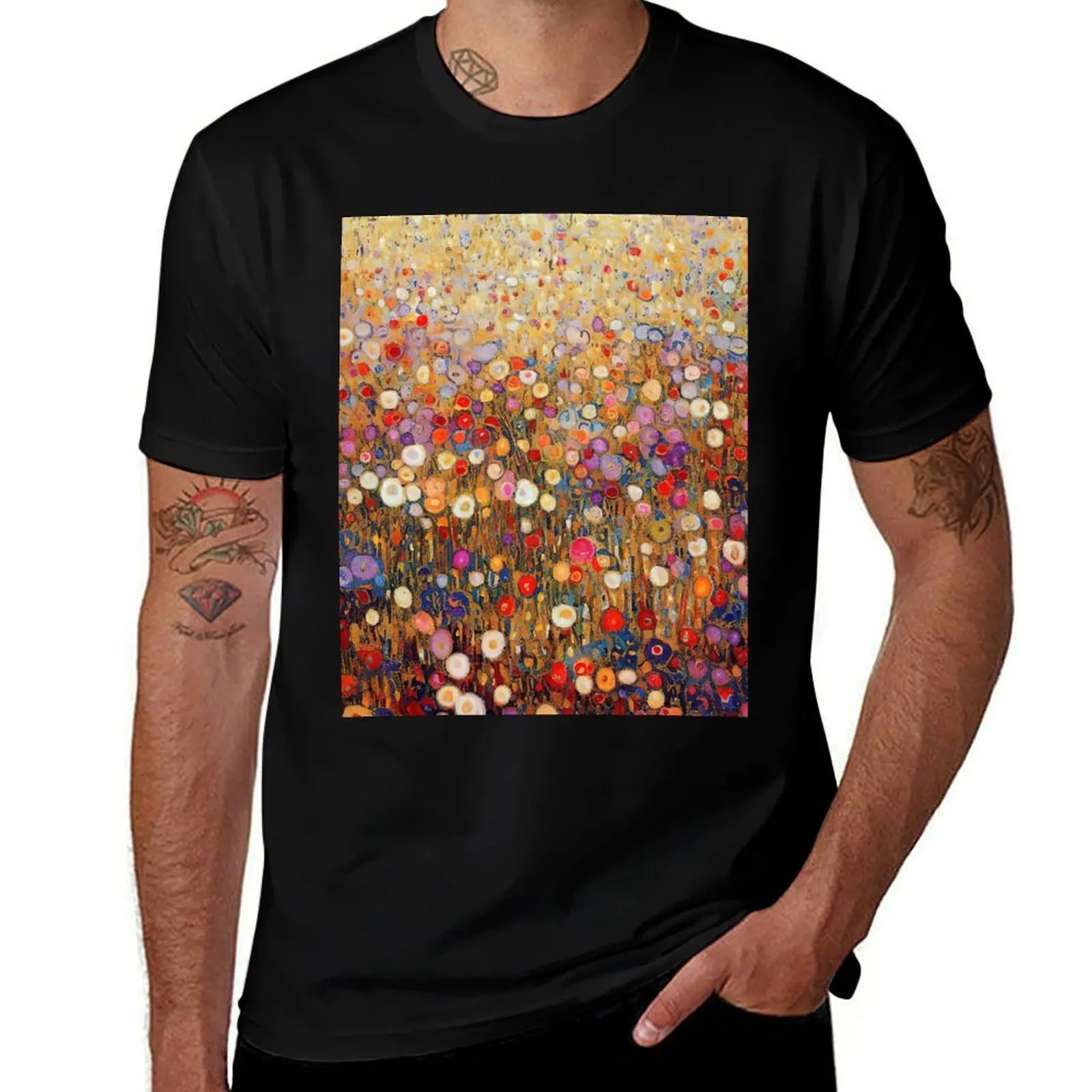 

Gustav Klimt Flower Garden T-Shirt T-shirts man essential t shirt summer tops Men's t-shirt