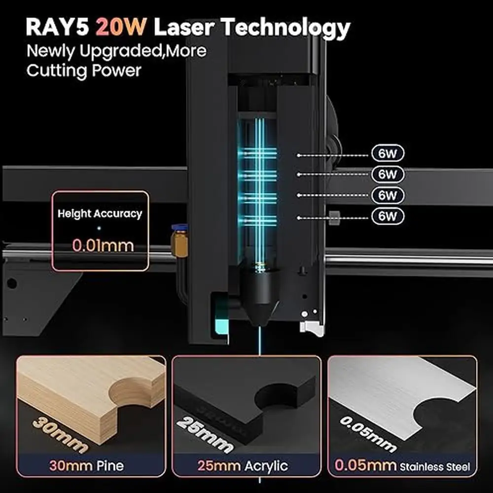 20W Laser Engraver Multi-Color Engraving DIY Tool Touchscreen Control