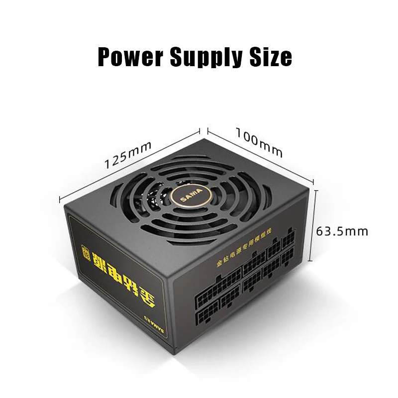 Fuente de alimentación SAMA 550W 650W SFX PSU, fuente de alimentación Modular completa 80PLUS Gold Medal/PFC activo/ventilador de refrigeración/para fuente de alimentación ITX M-ATX