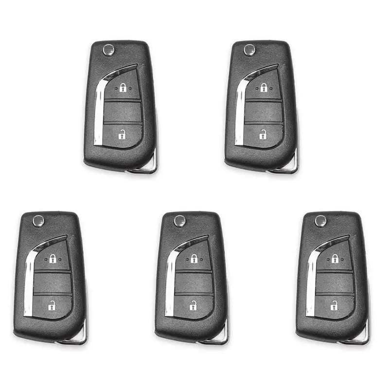 5X For Xhorse XKTO01EN Universal Wire Remote Key Fob 2 Buttons For Toyota Type For VVDI Key Tool