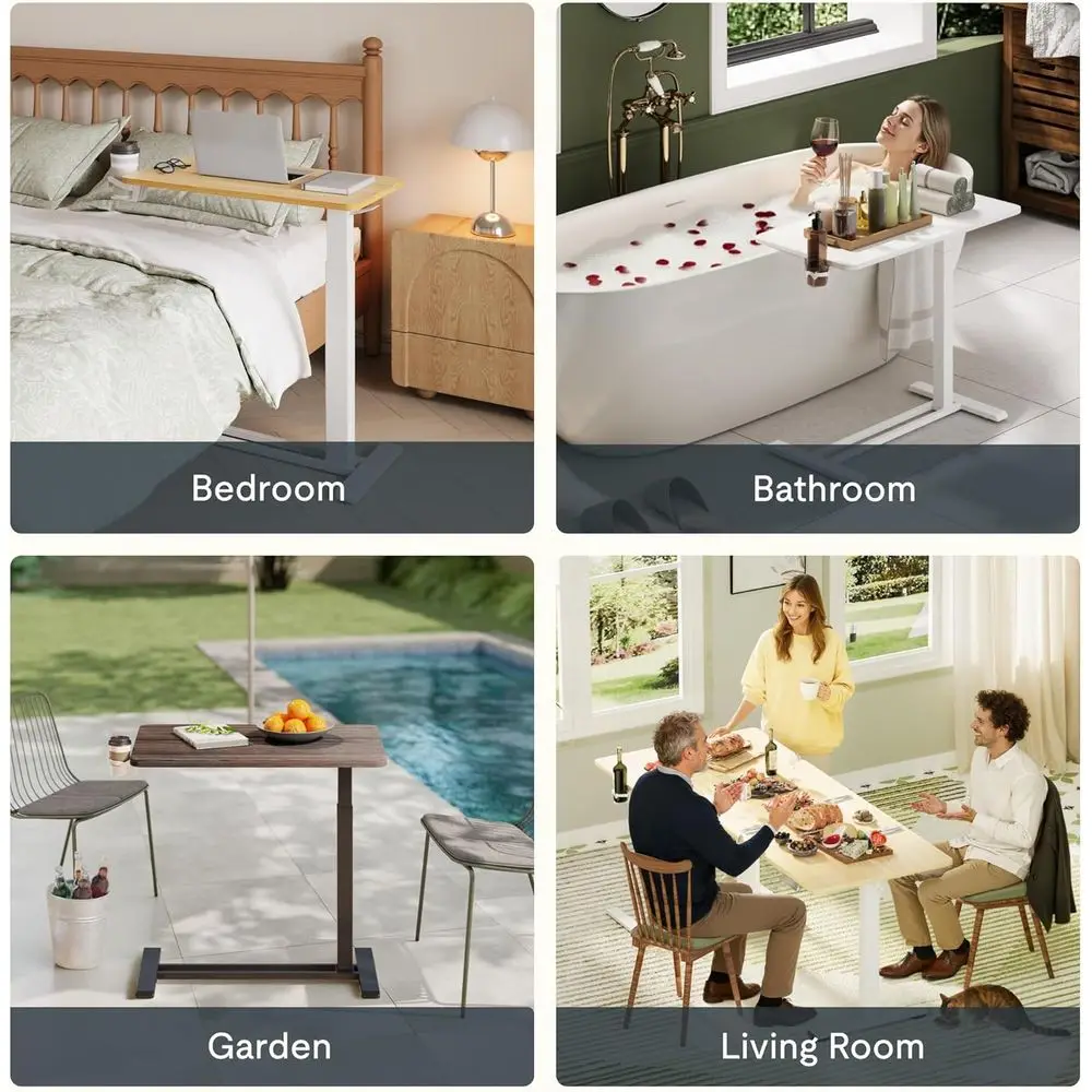 مكتب كمبيوتر محمول متنقل قابل للتعديل مع عجلات للاستخدام فوق السرير - مكتب قائم هوائي، عربة كمبيوتر دوارة، مستشفى/منزل (27.6x #5