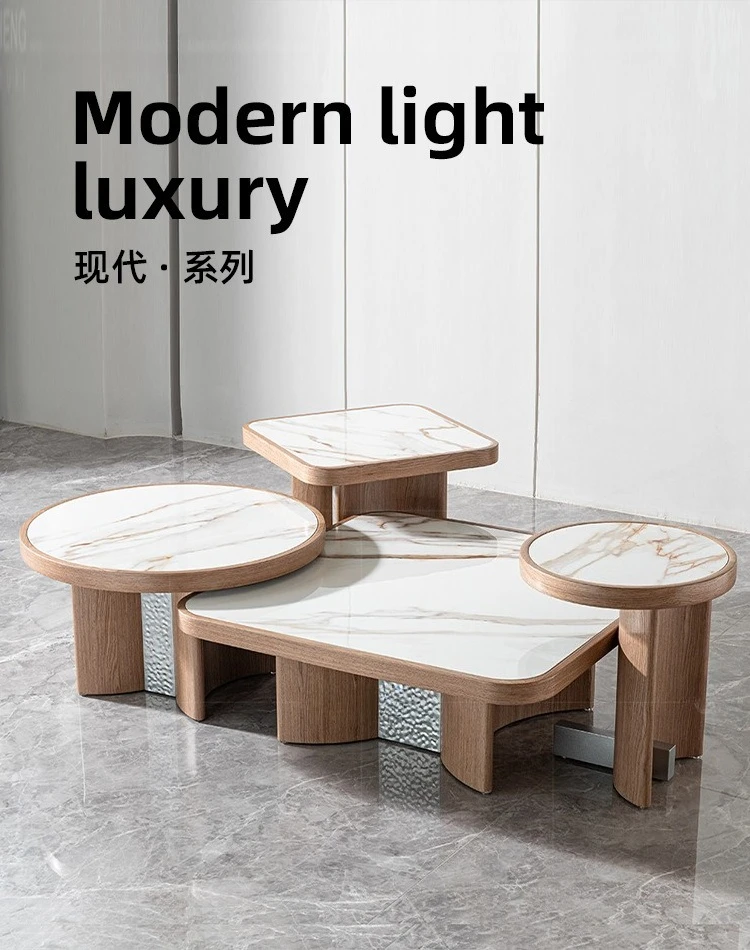 Modern living room marble coffee table combination home light luxury high sense
