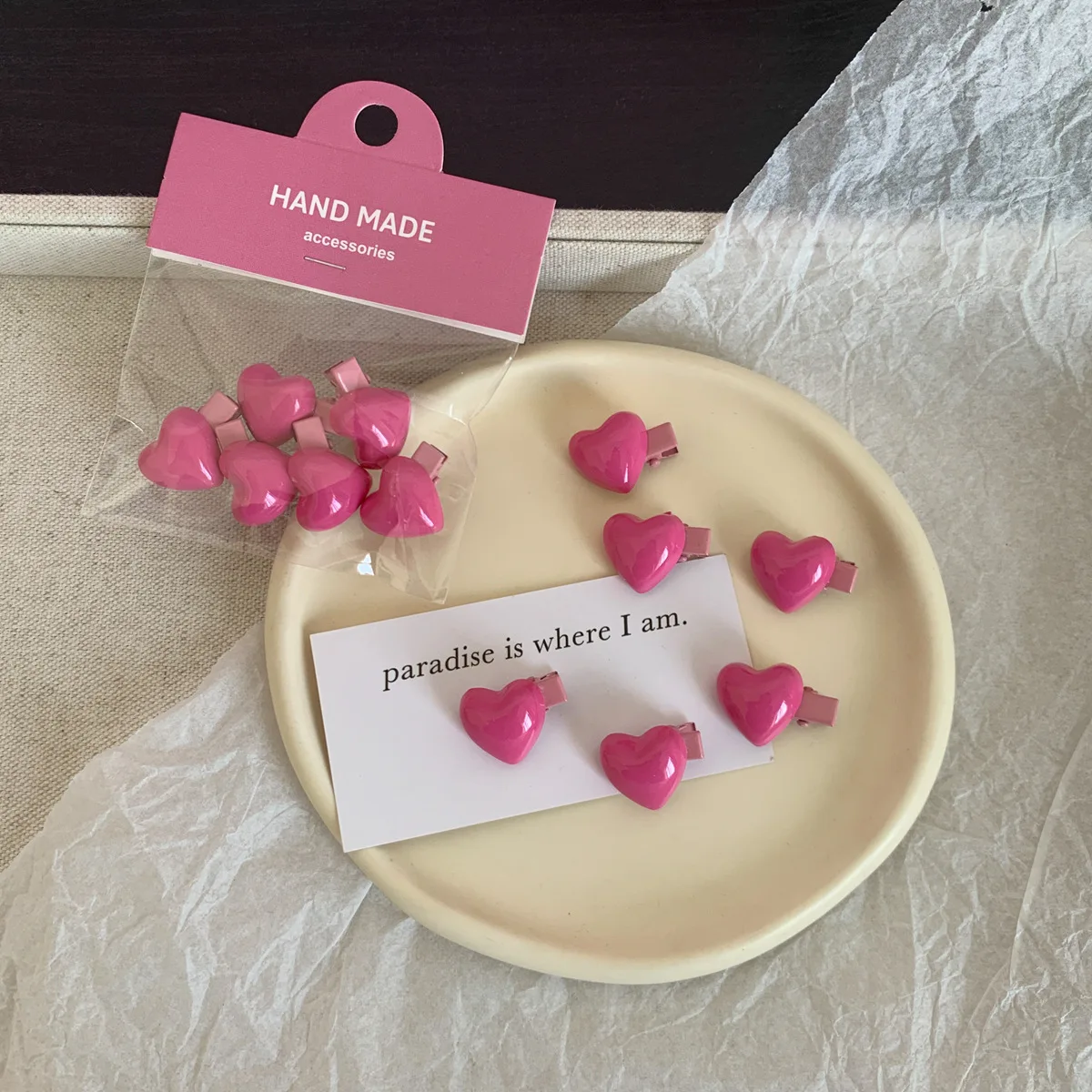 6 Pcs/Lot New Snap Clip Small Barrettes Alloy Hairpin Pink Rose Heart Hair Clips For Women Girls Fashion Jewelry Accessories