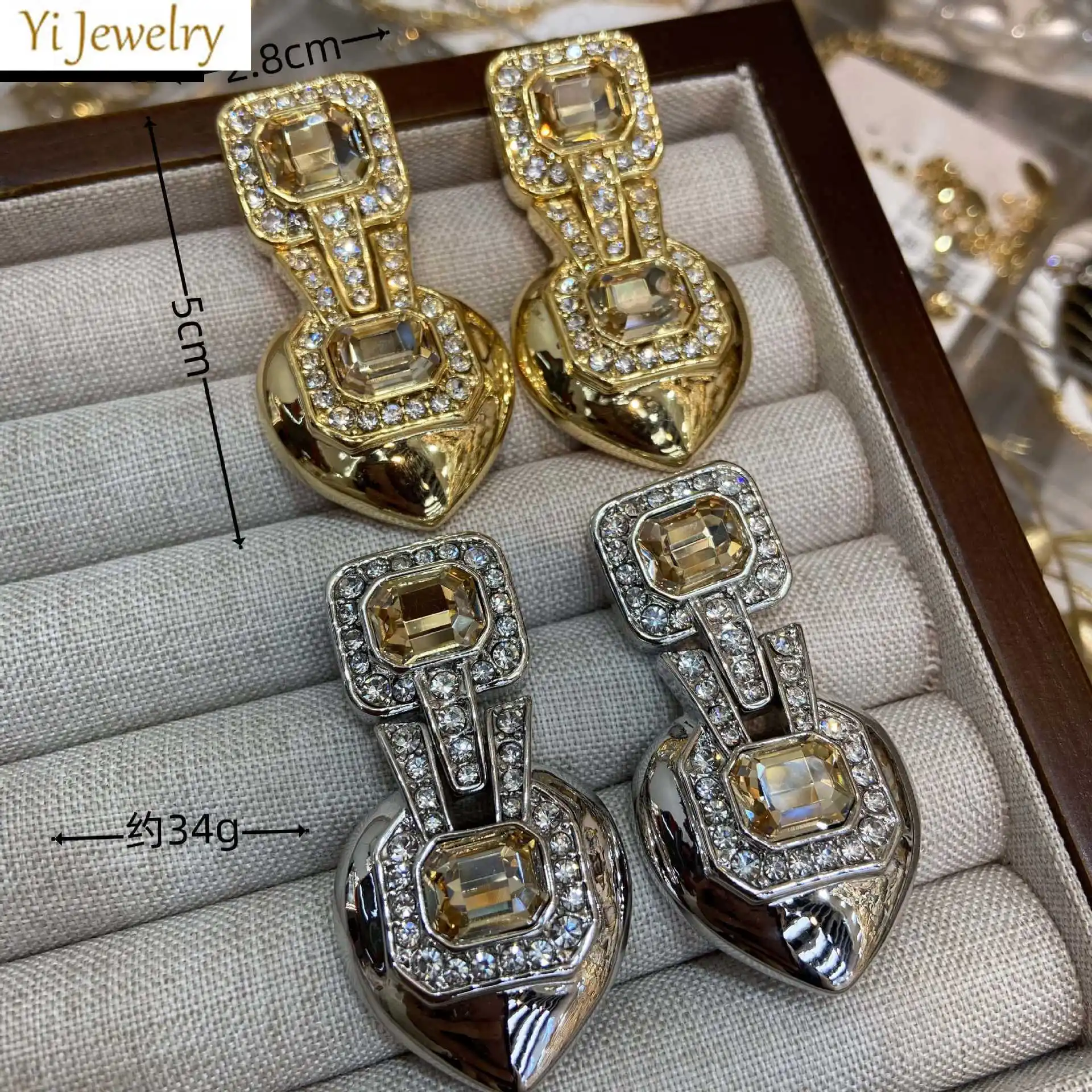 gold silver color earrings for women vintage jewelry heart pendant earrings