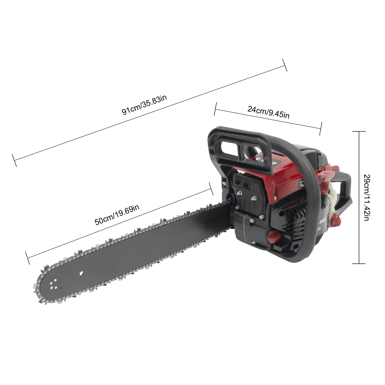 58CC Gas Chainsaws,2 Stroke Power Chain Saws,20 Inch Petrol Gasoline Chain Saw,Single Cylinder,Air-cooled,Hand Pull Start