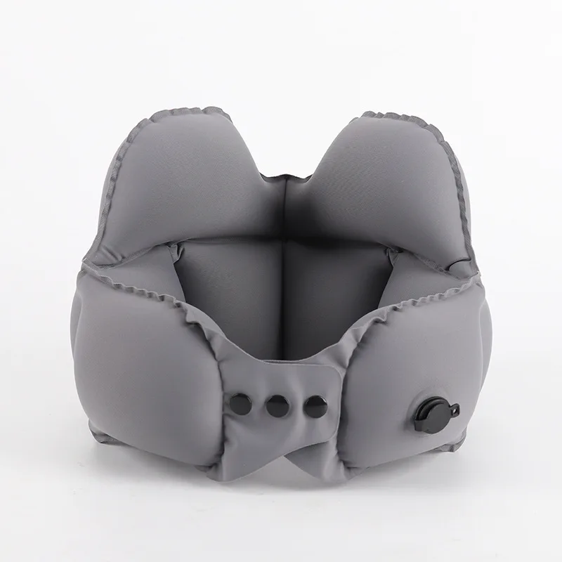 2026 New Inflatable U Shaped Travel Pillow Portable Neck Support Cushion Milk Silk Fabric for Airplane Train Car Long Flight