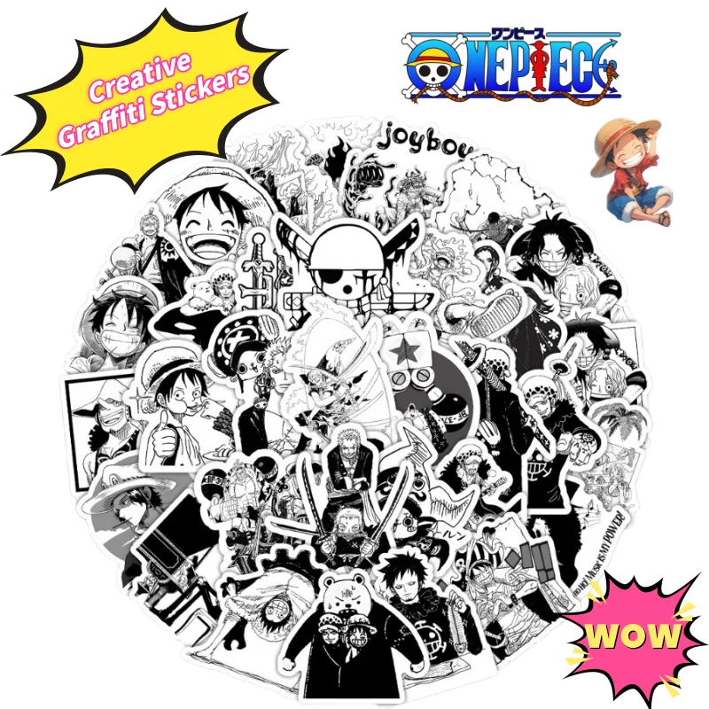 

One Piece Luffy Ace Creative Personalized Graffiti Sticker Anime Cartoon Decoration for Phone Case Skateboard Stickers Wholesale
