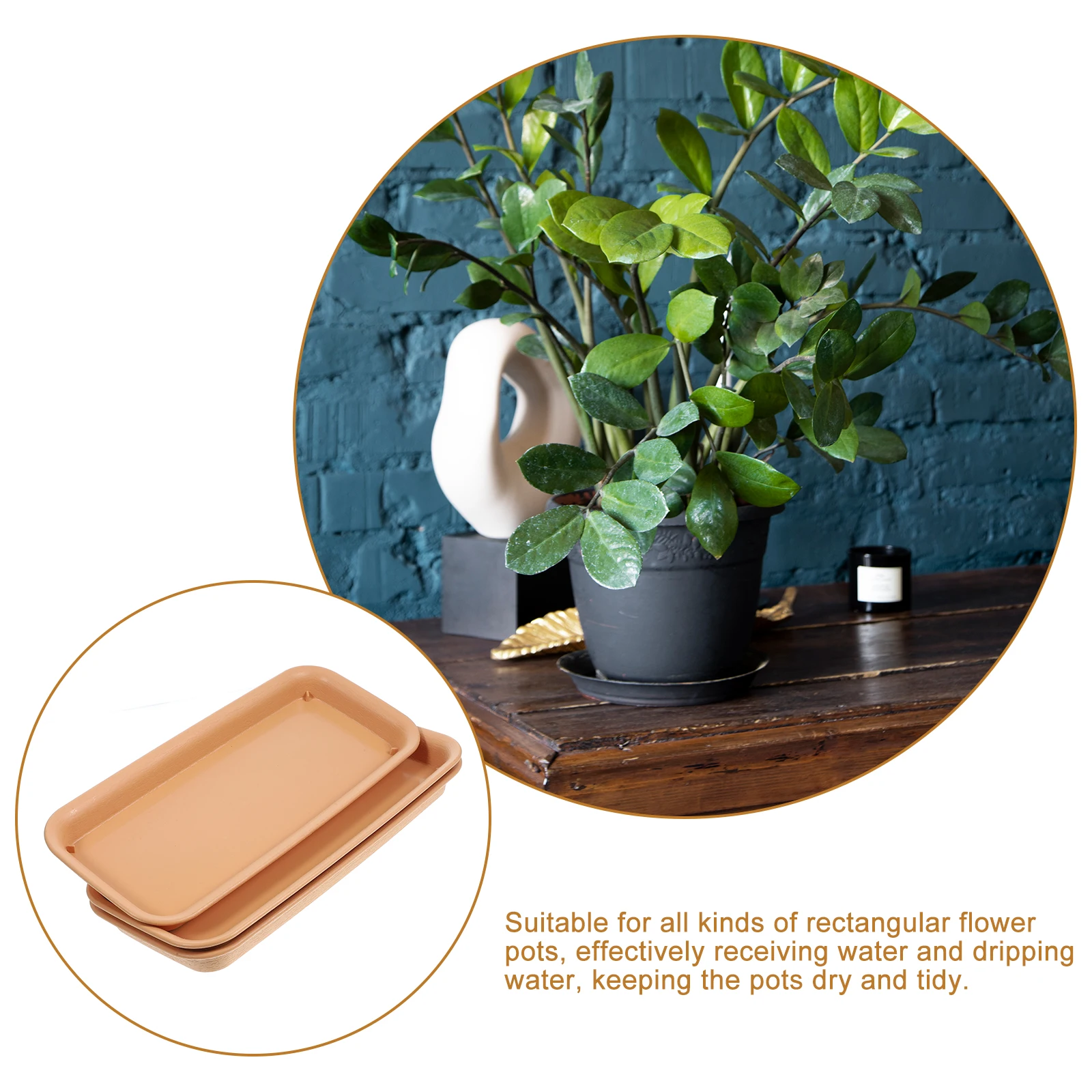 

3pcs Flower Pot Trays Light Brown Small Durable PP Saucers Plants Water Tray Plastic Plant Plates