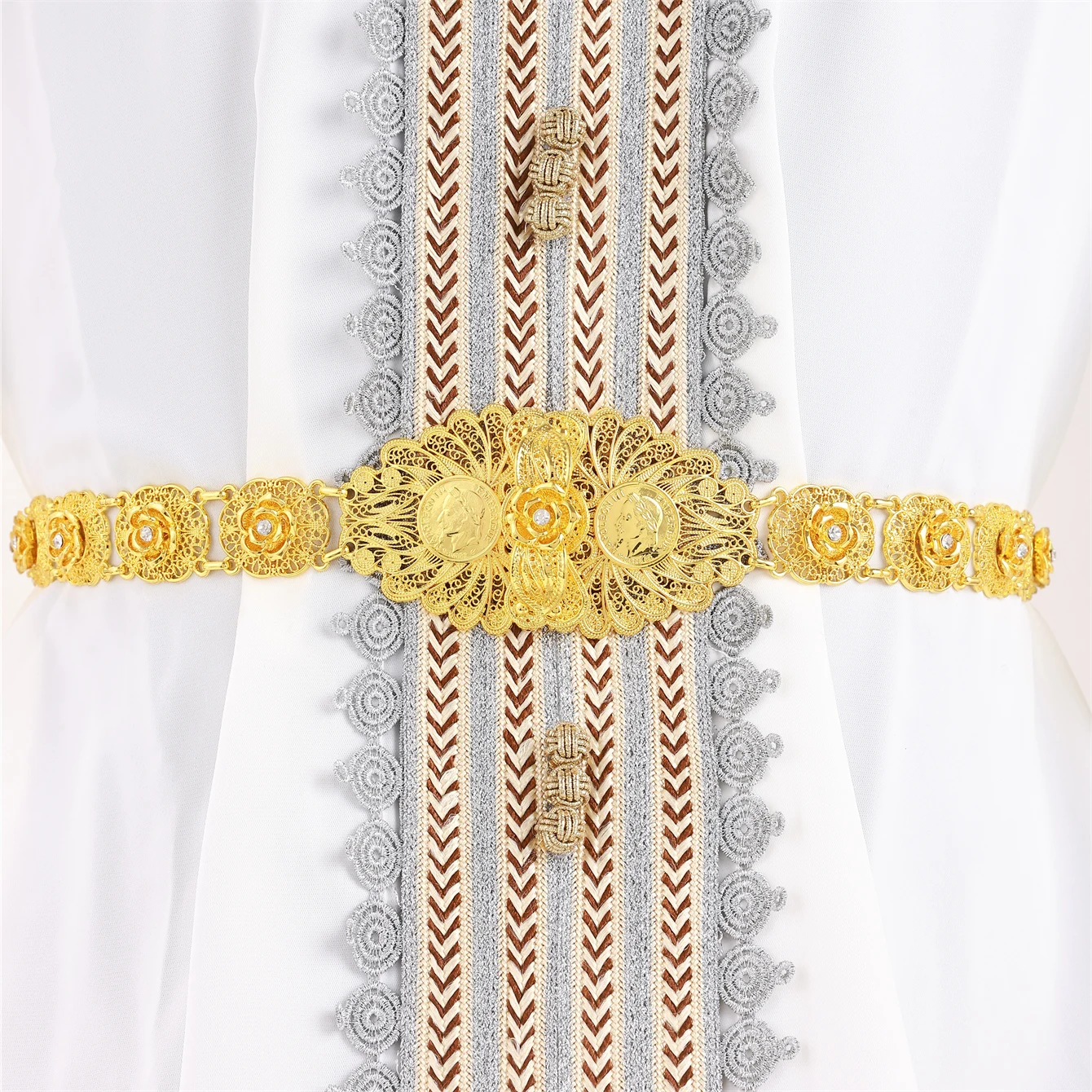 

Middle East Classic Alloy Belt Elegant Atmosphere Palace Retro Flower Style Bride Wedding Banquet Waist Chain