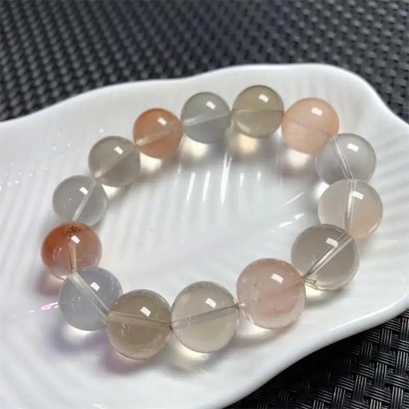 15MM Natural Colored Rabbit Hair Quartz Bracelet String Charms Handmade Fortune Energy Mineral Woman Amulet Jewelry Gift 1PCS