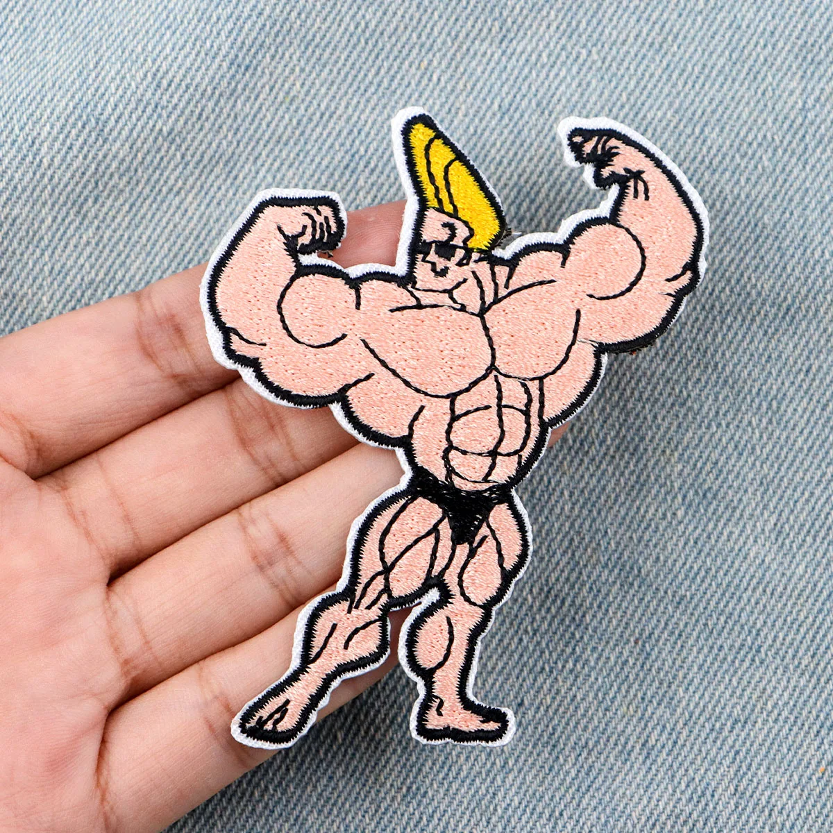 Strong Man Cartoon Embroidered Patches For Clothing Backpack DIY Badge Patches Textile Patches On Clothes Stickers Appliques