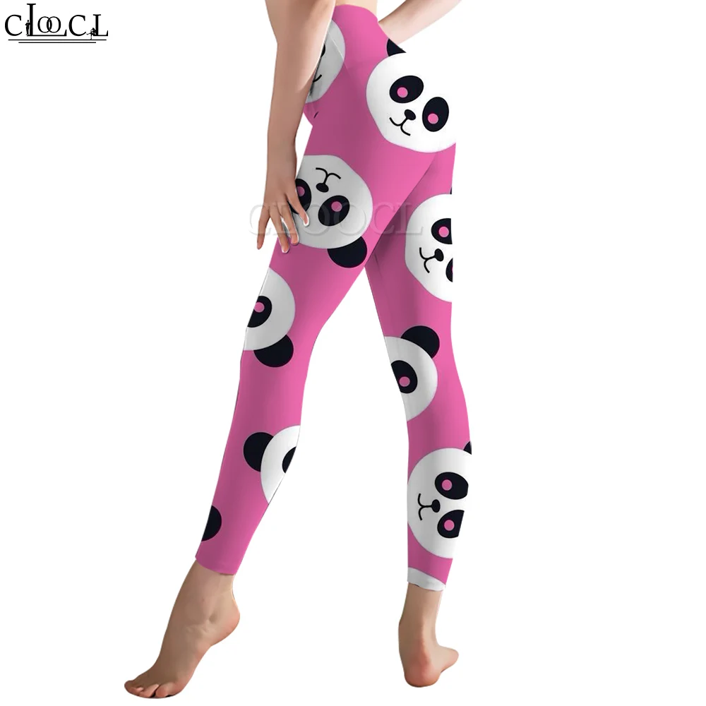 Cloocl moda rosa feminino legging bonito panda padrão 3d impresso calças de cintura alta estiramento leggings de fitness exercício moldar