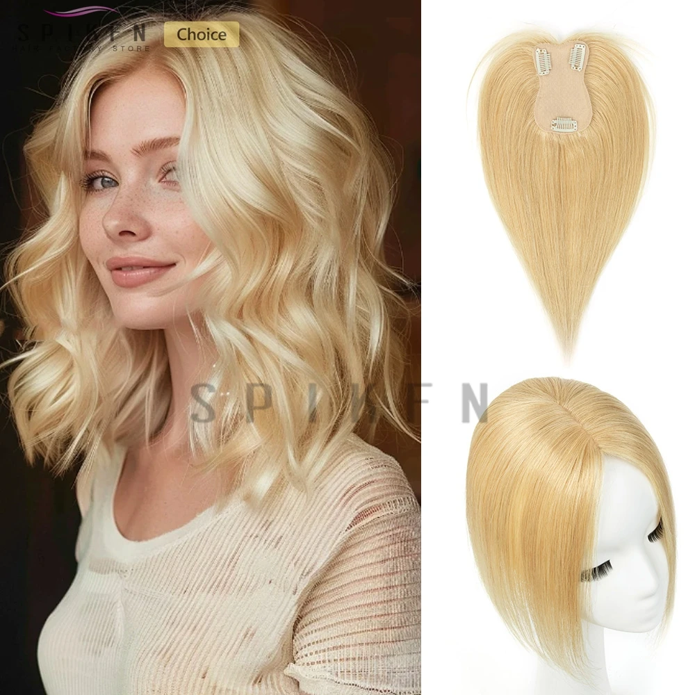 

Накладка для волос с центральной разницей на лбу, женская, из натуральных волос, с кружевной основой 7x11 см, на заколках, накладка-удлинение из натуральных волос