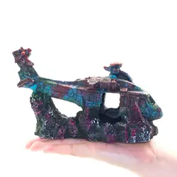 Fighter Plane Wreck Fish Tank Decoration Landscaping Helicopter Fish Tank Decor