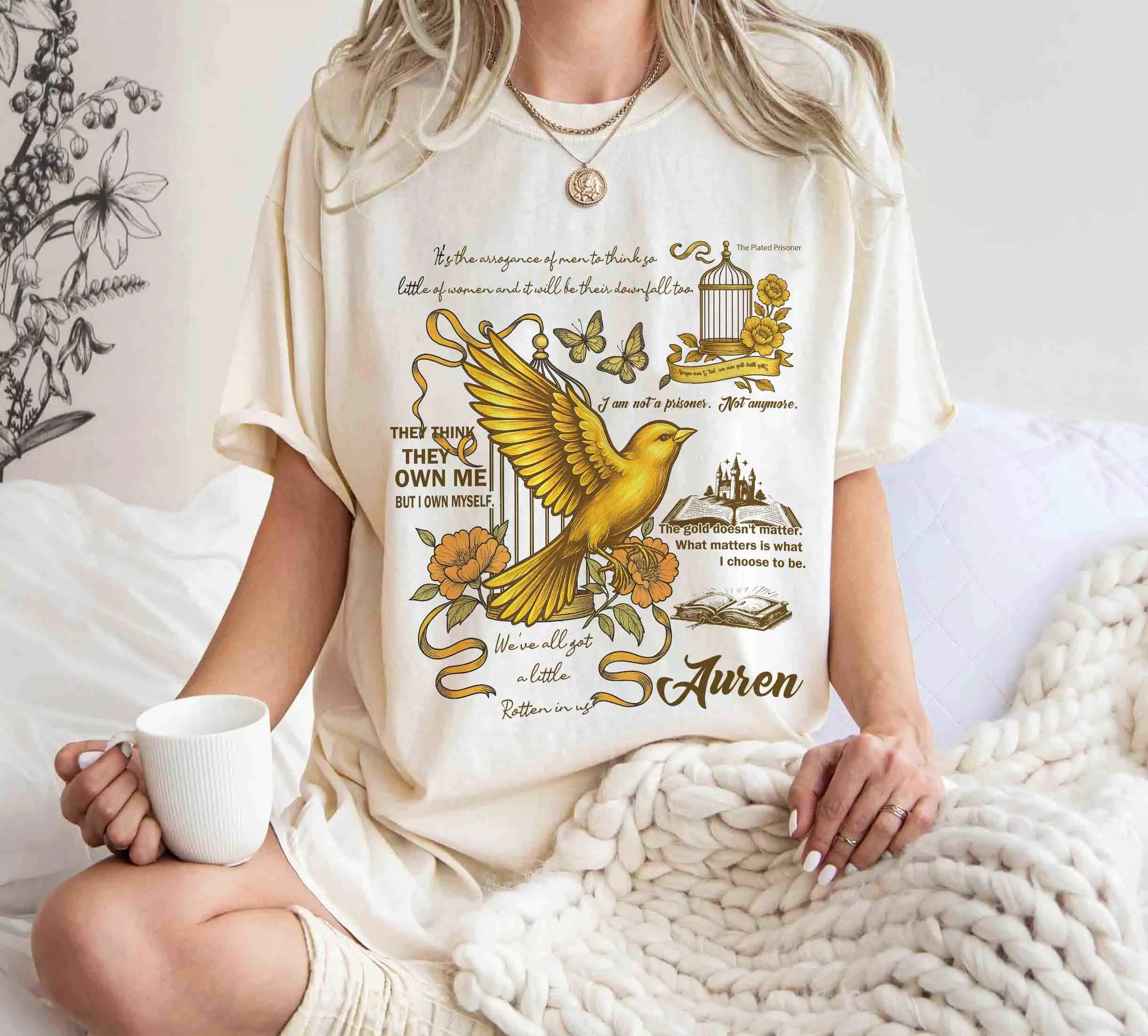 Plated Prisoner Shirt, Auren Goldfinch T Shirt, Gold Cage Tee, Gild Book Tee Shirts, Plated Prisoner, Gift for Book Lover