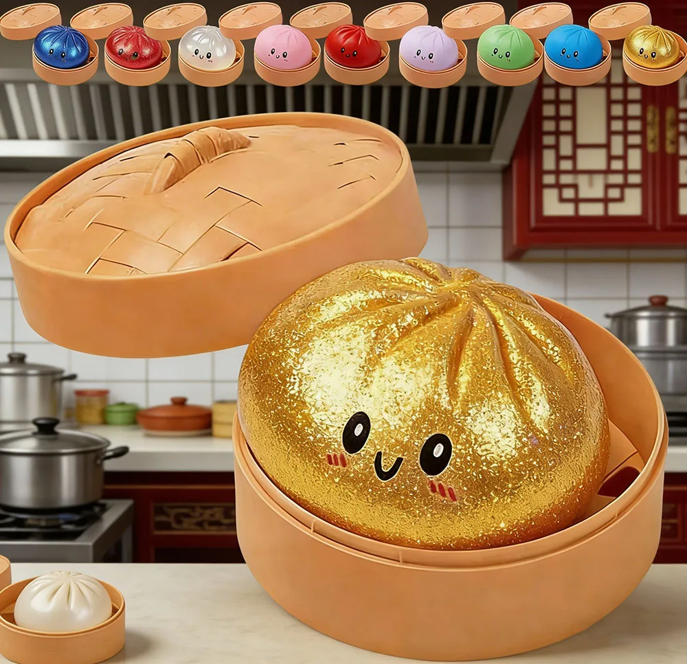 

Реалистичная гигантская игрушка-пельмень для снятия стресса с бамбуковой пароваркой, мягкий TPR-шарик-антистресс, забавный креативный подарок