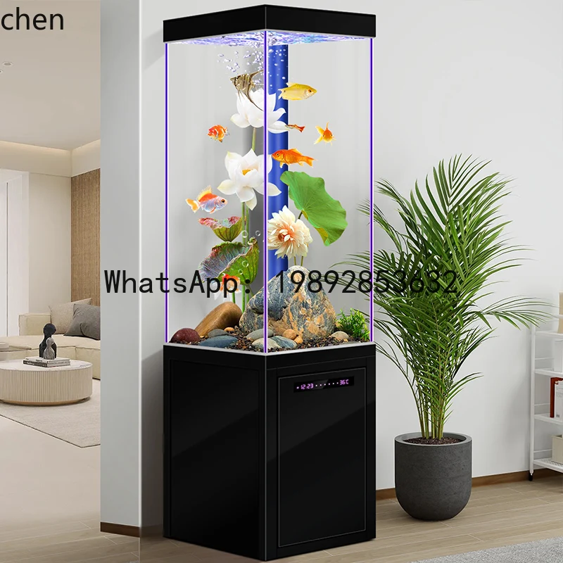 

F1 vertical fish tank small living room household bottom filter water-free smart aquarium floor-to-wall