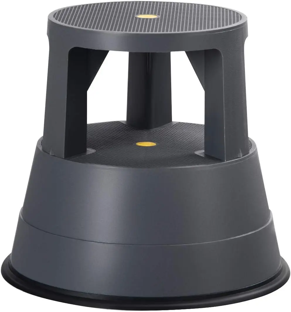 

Round Rolling Step Stool with Wheels, 350 lbs Max Load, Non-Slip Platform & Locking Casters for Kitchen, Office, Garage
