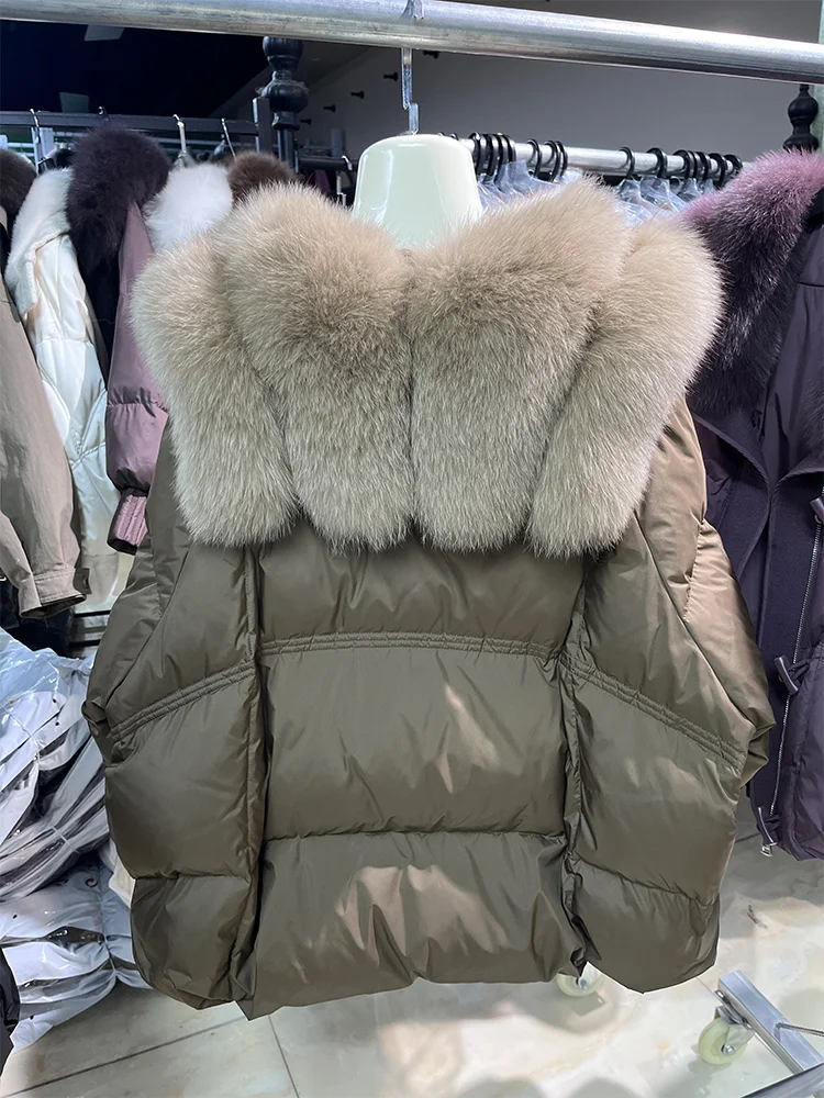 سترات نسائية شتوية دافئة غير رسمية سترات من فراء الثعلب الحقيقي معاطف نسائية خارجية سميكة سترات منتفخة