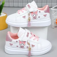 2025 Children's Little White Shoes Girls' Student Flat Bottom Casual Sports Shoes Low Top Spring Korean Plate Shoes