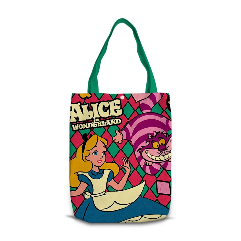 Disney Alice in Wonderland M0041 Anime Shoulder Bags Cartoon Customized Shopping Bag Casual Tote Storage Handbag Gift