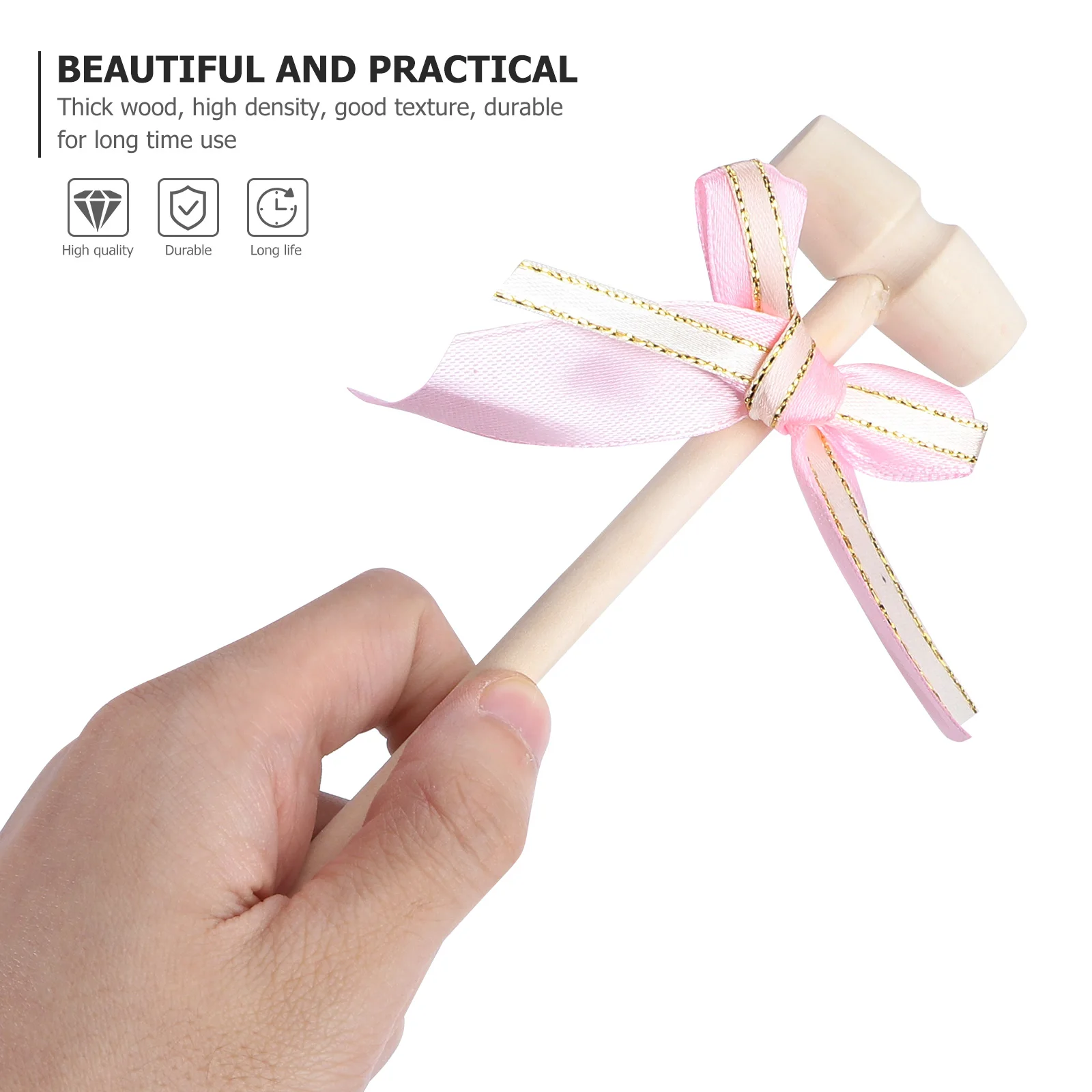 

10 Pcs Wooden Hammer Ornaments Hammers Round Cake Mallets Mini Crab Little Child Kids