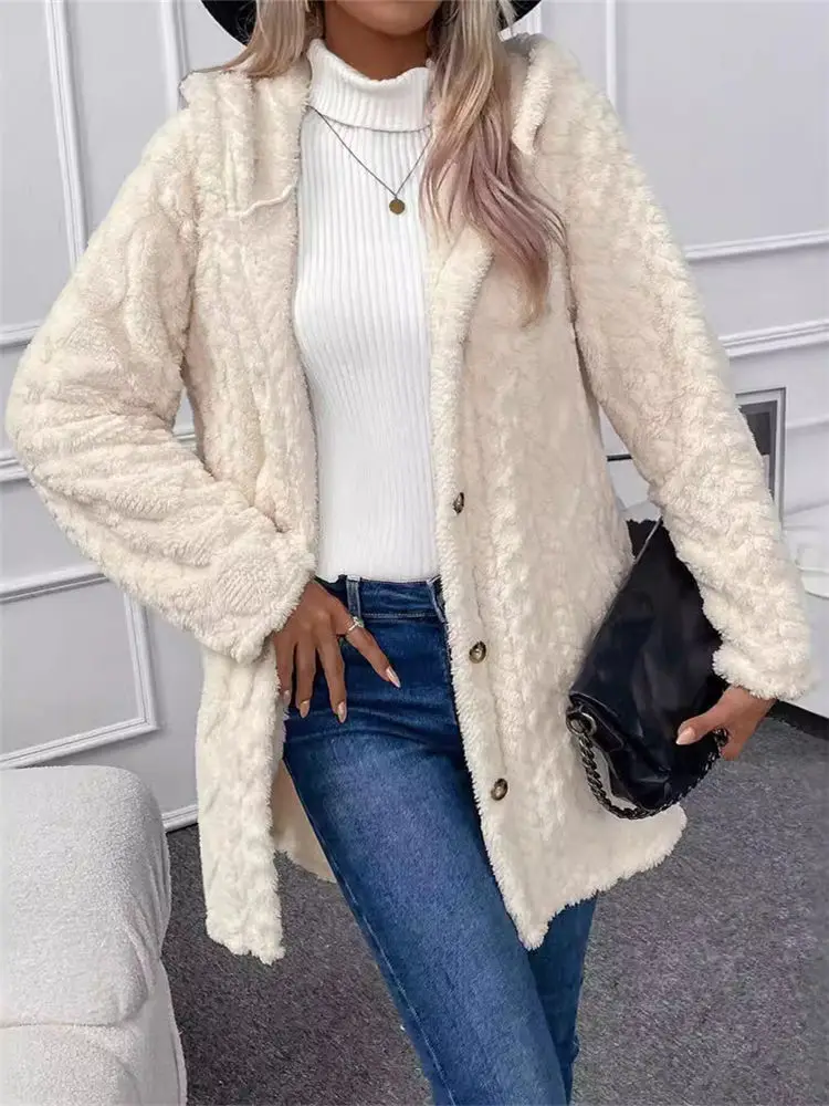 

2025 Winter Women Fleece Sweater Popular Diamond Plush Hooded Cardigan Autumn Warm Loose Hoodies Vintage Twisted Sherpa Coat