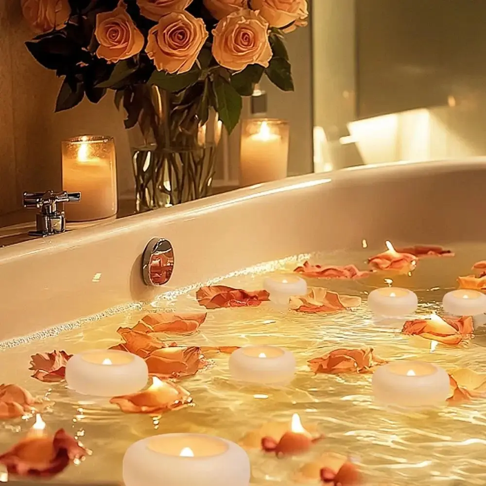 Waterproof Performance Flameless LED Floating Candle Lights Automatic Turn On Water Activated Sensor Candle Lights