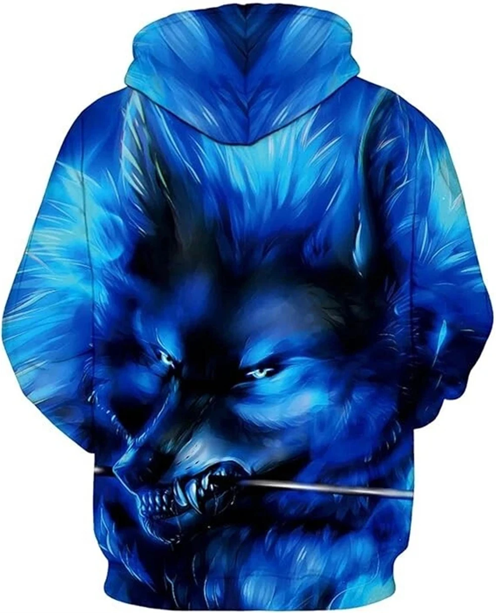 2025 الربيع والخريف جديد ثلاثية الأبعاد مطبوعة هوديي الأزرق الكهربائية الذئب نمط الرجال مقنعين البلوز الرجال النساء مقنعين القمم الملابس