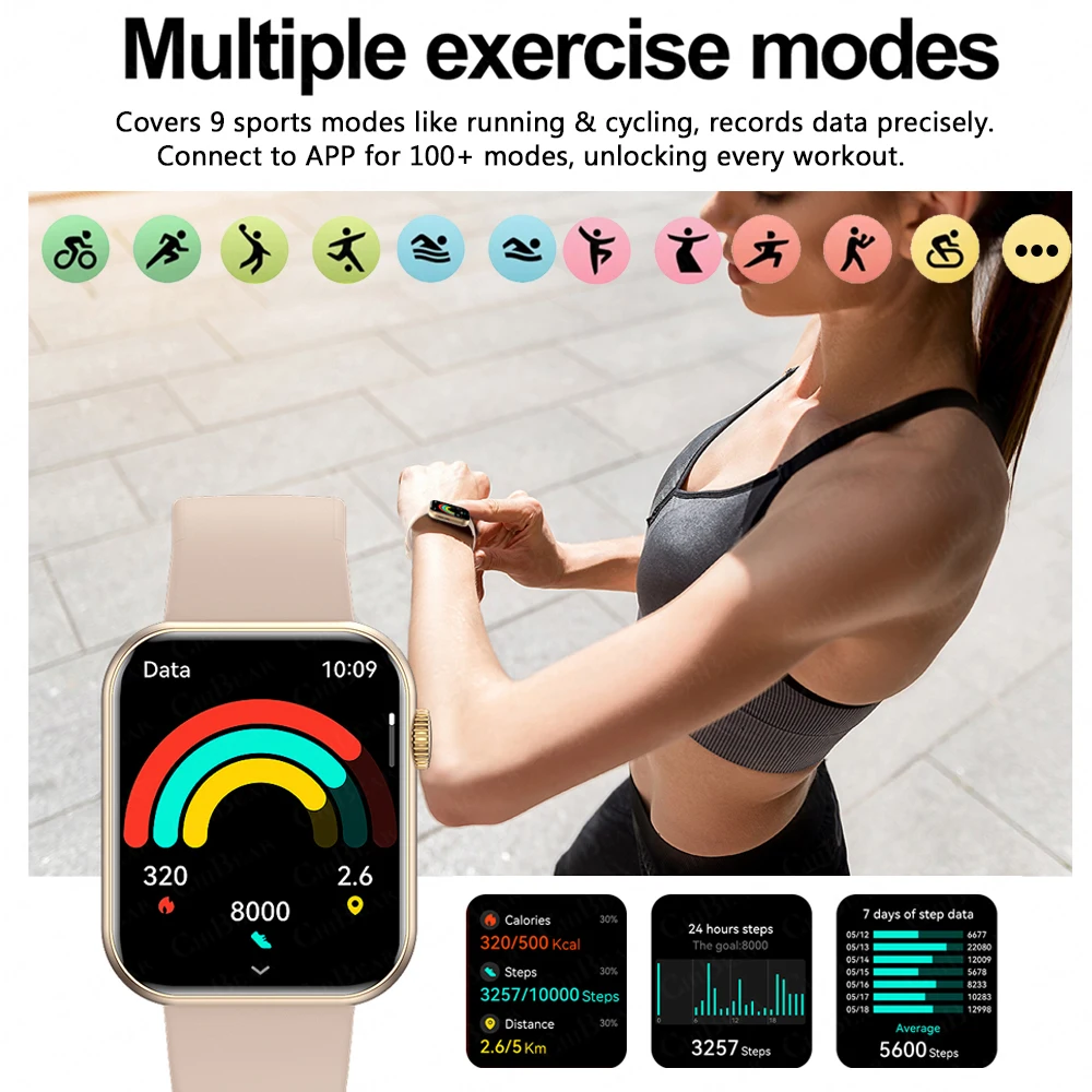 2025New Smartwatch Multi-functional Bluetooth Call Health Monitor Music Control Sports IP68 Waterproof Smart Watch For Men Women