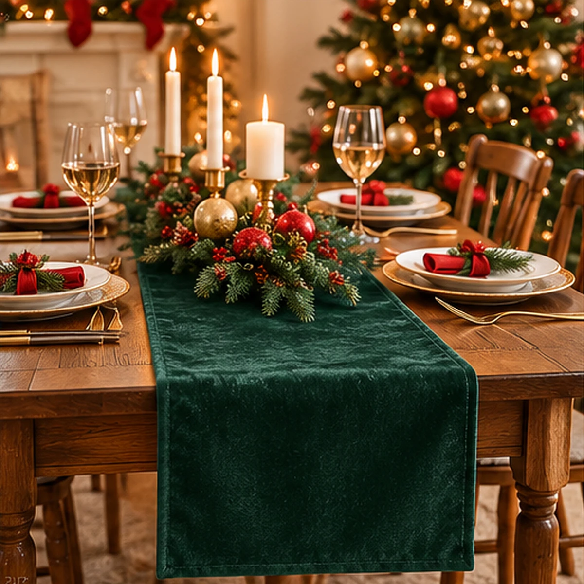 Dutch Velvet Table Runner Soft 240GSM Solid Color Table Decor for Christmas Wedding Banquet Holiday Party and Everyday Dining
