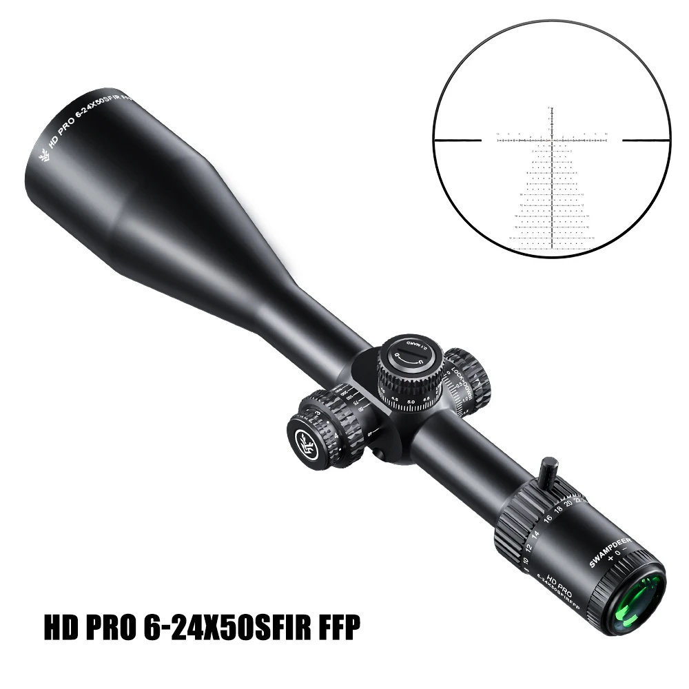 

SWAMPDEER HD PRO 6-24x50 SF IR FFP Rifle Tactical Scope Illumination Adjustable Outdoor Hunting Optics Powerful Telescope Sight