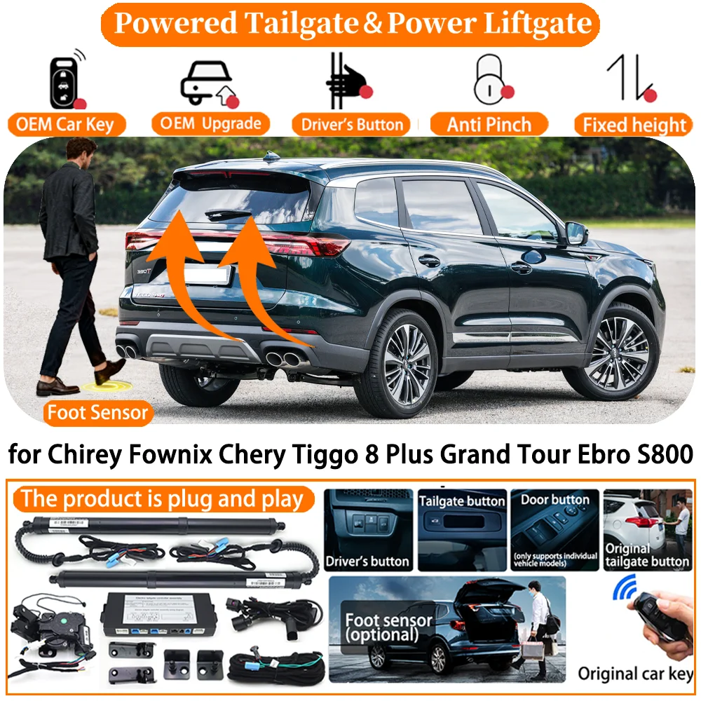 

Powered Tailgate system for Chirey Fownix Chery Tiggo 8 Plus Grand Tour Ebro S800 Automatic Electric Power Tailgate Strut kit