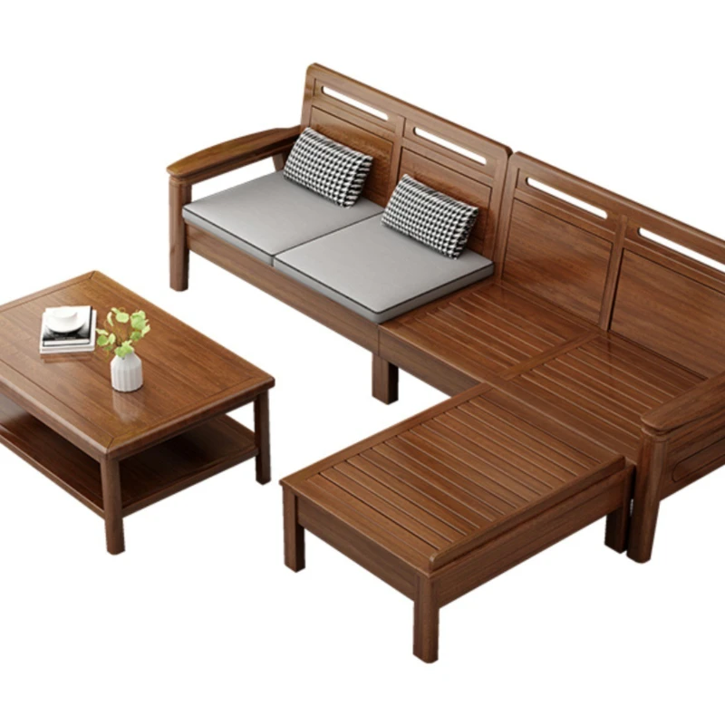

Chinese winter and summer dual-purpose solid wood sofa concubine combination small apartment walnut living room TV cabinet