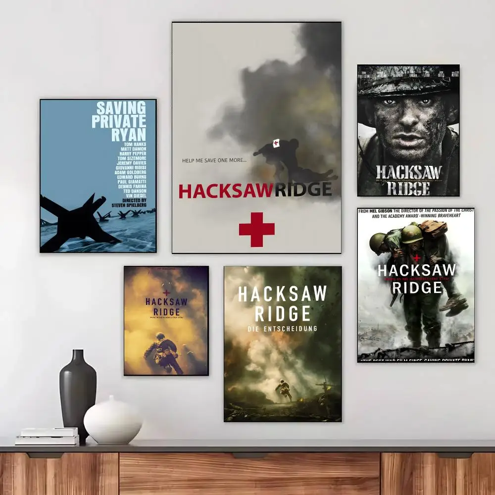 Movies Retro War Hacksaw Ridge Poster Moisture-proof Self-adhesive Decor Living Room Bedroom Party