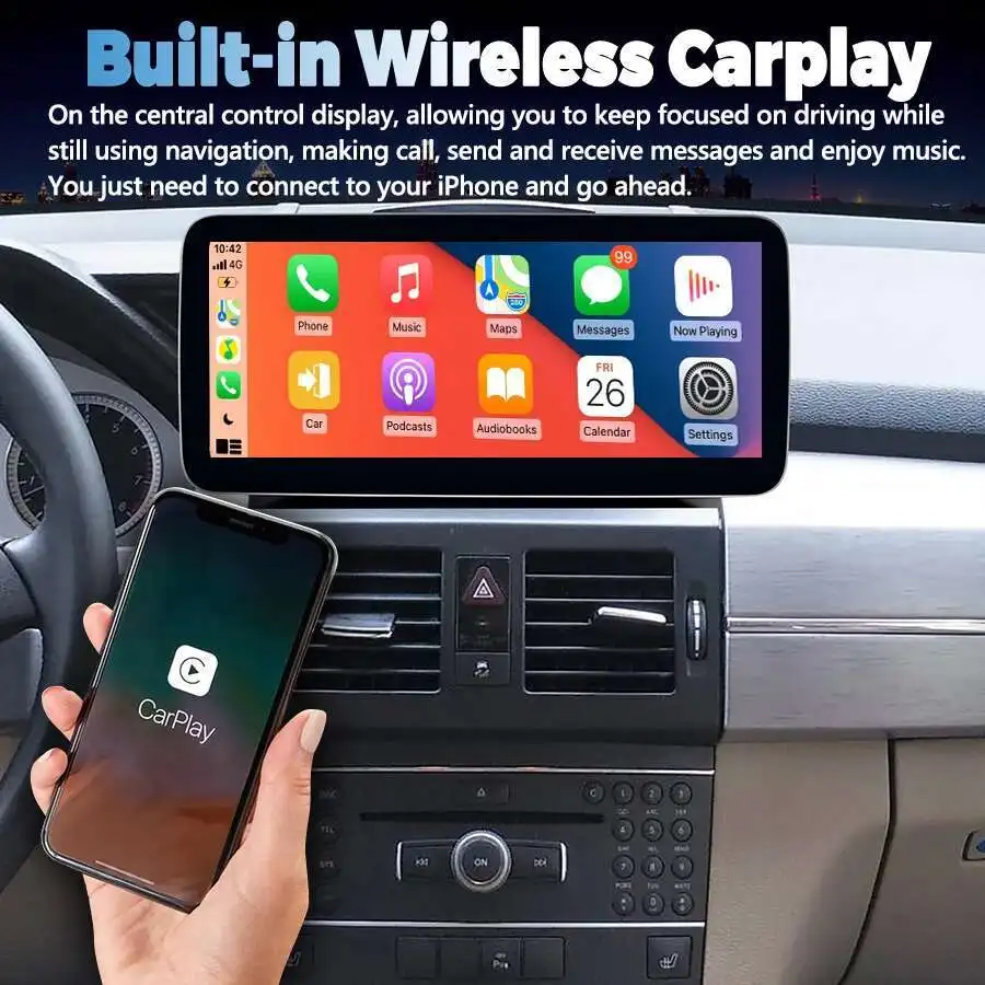 10.25inch 12.3inch Android 15 CarPlay For Benz GLK 280 GLK300 GLK350 GLK260 GLK200 X204 GLK 2012 GPS Video Player Car Radio 4G