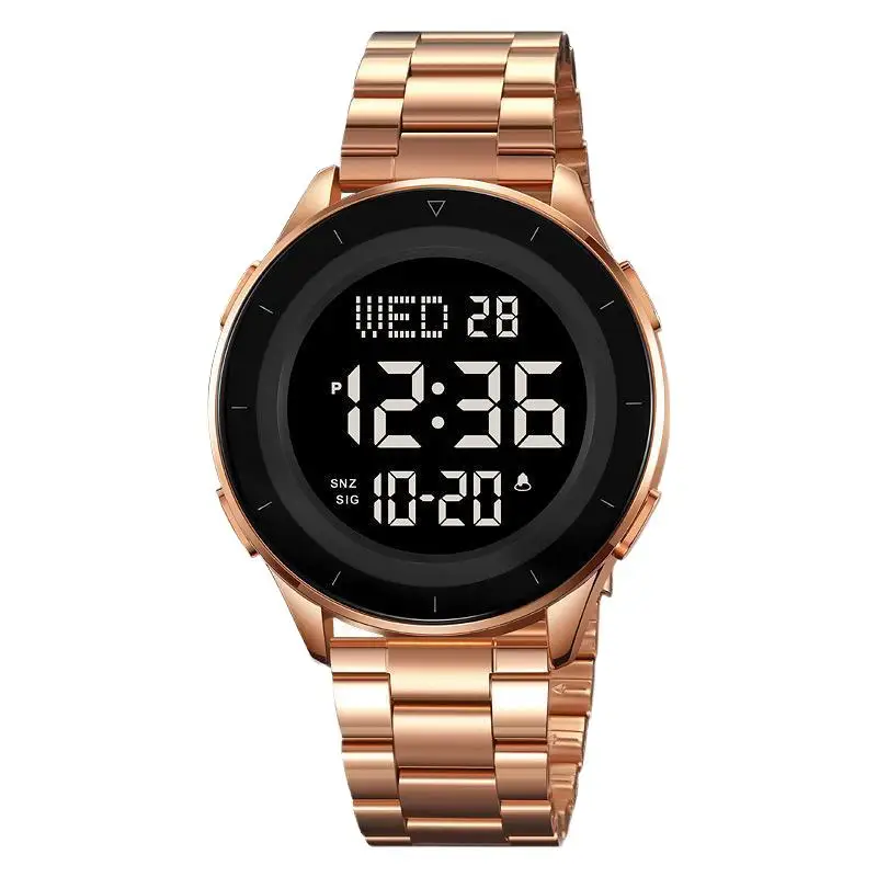 SkmeiMen's นาฬิกาผู้ชายธุรกิจนาฬิกาอิเล็กทรอนิกส์กันน้ํา Multi-Function นาฬิกาปลุกส่องสว่างนาฬิกาอิเล็กทรอนิกส์หน้าปัดขนาดใหญ่
