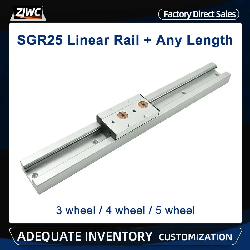 

1pc Silver Built-in Dual-axis Linear Guide 70mm SGR25 Rail 100mm-1150mm + 1pc SGB25 Block Slider CNC Parts Woodworking