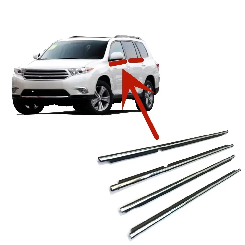 

4 Pcs Chrome or Black Window Rubber Outside for Toyota Highlander 2008-2014 Protector Weatherstrip Seal for Glass Outer Laminate